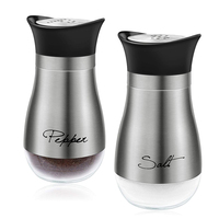 Mini salières et poivrières jetables en acier inoxydable personnalisées, pots à épices en verre avec couvercles à secouer, étiquette