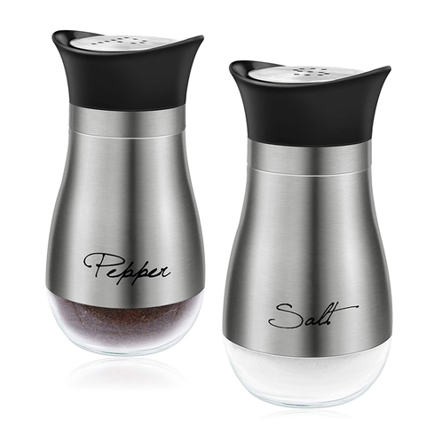 Custom Unusual Stainless Steel Mini Disposable Salt and Pepper Shaker Glass Spice Jars With Shaker Lids Label