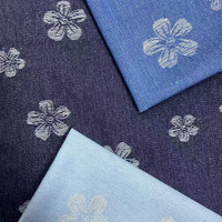 Tissu en denim brut jacquard lavé à motifs floraux, tissé, teint uni, pour pantalons, jeans, vestes, combinaisons, sacs, chaussures, chapeaux