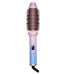 Dropshipping depuis l'entrepôt américain, fer à friser en aluminium rose PTC, brosse à friser, mini peigne intégré, outil professionnel 2 en 1 pour salon - Product Image 1