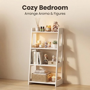 Trapezoidal Bookshelf 4 Layers Standing Storage Rack For Living Room Bedroom Bathroom Home <b>Display</b> Eco-Friendly - Product Image 3