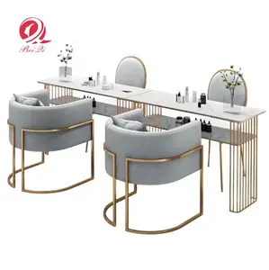 Современный новый популярный серый Маникюрный Стол, стол для ногтей, стулья, наборы для салонной мебели