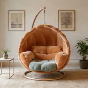 Fauteuil suspendu confortable en peluche Teddy Fleece, fauteuil pivotant en forme de cocon, hamac intérieur, meubles de chambre à coucher, esthétique, fauteuil à bascule doux en forme d'œuf - Product Image 1
