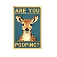 Ensemble d'affiches murales amusantes sur le thème des animaux pour la salle de bain, style rétro, décor 'Are You Pooping' pour les toilettes, la maison, le bureau, cadeau
