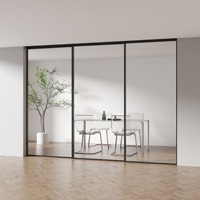 Porte coulissante de séparation intérieure moderne, profilé en aluminium rétractable manuel, verre dépoli, appartement, bureau commercial