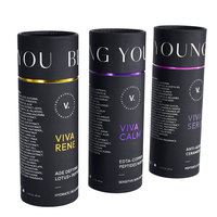 Boîte rigide cylindrique en carton haut de gamme personnalisée, doublée de plastique, pour emballage cosmétique d'huiles essentielles et de soins de la peau, impression à la feuille d'argent