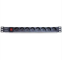 Grado industrial 1U 19 pulgadas Puerto de 8 vías Tipo francés Montaje en rack PDU Unidad de distribución de tira de alimentación de aluminio/plástico