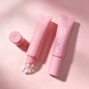 Empty 10ml Cosmetic Squeeze Tube Pink <b>Lip</b> <b>Gloss</b> Tubes Soft Silicone Applicator Tip Custom Logo and Box - Product Image 4