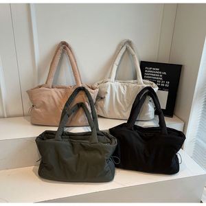 New Puffer Large Capacity Fluffy Cotton-padded <b>Coat</b> Bag Lightweight Tote Bag Solid Color Simple Shoulder Handbag - Product Image 6