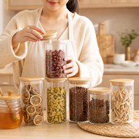 Bocaux de rangement en verre pour cuisine, pots hermétiques en verre pour organisation du garde-manger, contenants alimentaires en verre avec couvercles en bambou