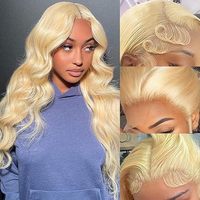 Prêt à Expédier HD Transparent 613 Blonde Couleur Body Wave Cheveux Brésiliens Petites Perruques Full Lace Front avec des Cheveux de Bébé pour les Femmes Noires
