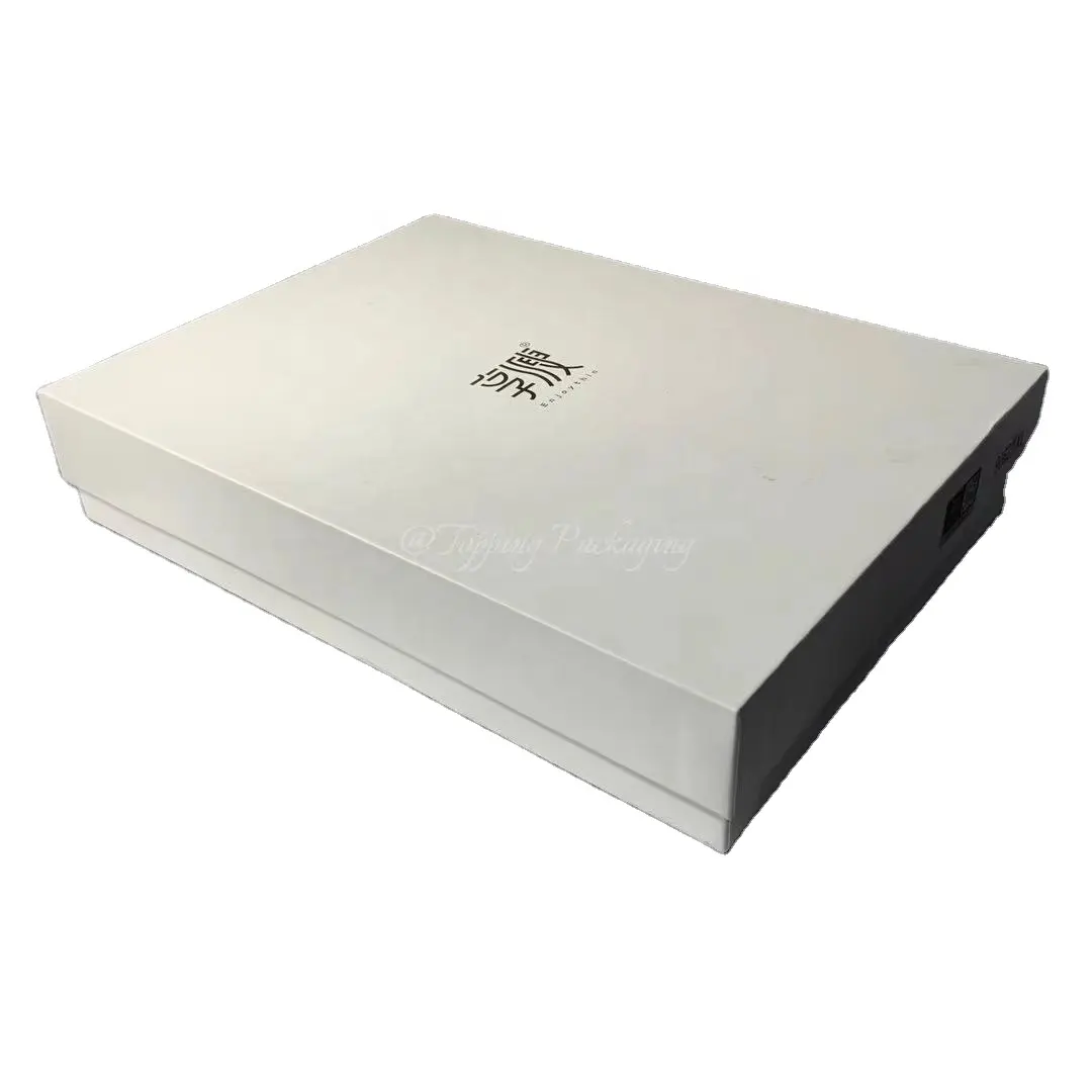 Caja de lujo con tapa y Base, embalaje con logotipo personalizado, envío de ropa negra, caja de correo corrugada para cuidado Personal y ropa interior