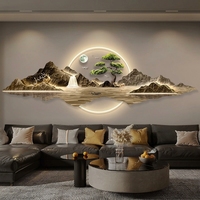 Peinture murale LED de style chinois, éclairage paysager, tableau décoratif pour fond de canapé, décoration de salon et de maison