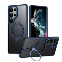 Étui de protection magnétique 360° en métal avec support pour téléphone portable Samsung S25 Plus S24 Ultra 2025