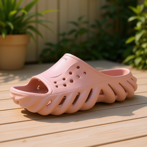 Crocs <b>Echo</b> Slide Unisex Shoes Pink EVA Outsole Breathable Summer Slippers Open Toe Solid Style - Product Image 2