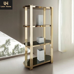 Estantería Moderna de Lujo con Inserto Central y Detalles de Metal de Acero Inoxidable Italiano Personalizable, Multifuncional y Decorativa - Product Image 2