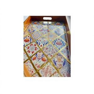 Plateau de service en bois avec poignée métallique, design Art Déco, multifonctionnel, pour mariage, maison, hôtel, motif floral, prix d'usine - Product Image 1