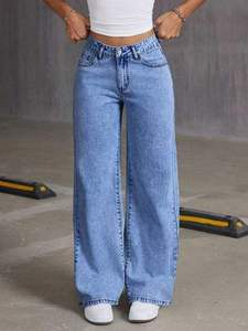 Pantalon droit pour <span class=keywords><strong>femme</strong></span> de haute qualité, respirant, à séchage rapide, coupe ample, jean décontracté à jambes larges, jean d'été - Product Image 5