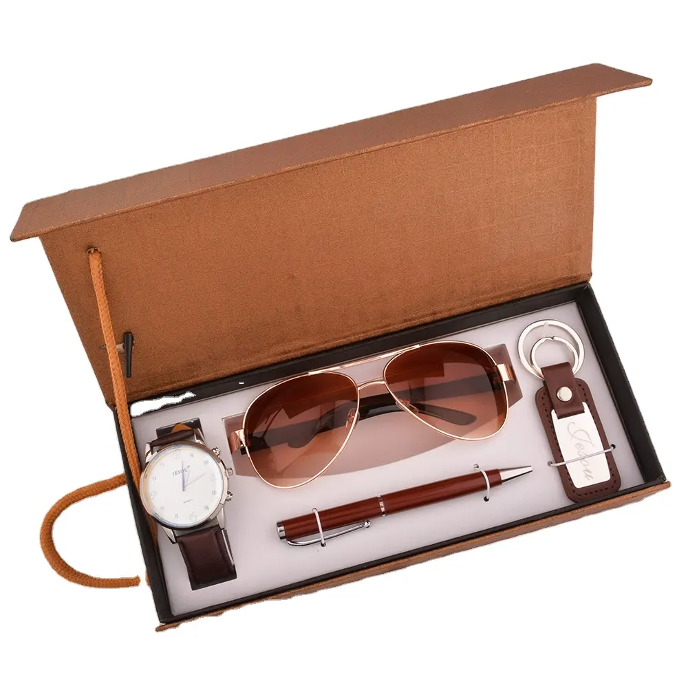 Männliche Sonnenbrille Neue Uhr Schlüssel Kette Gedenk Geschenk Geschenk Set