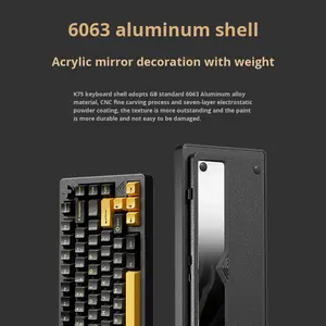 Tastiera Meccanica Forerunner <span class=keywords><strong>K75</strong></span> 75% Layout in Alluminio CNC, USB RGB Retroilluminata, Hot Swappable, Switch Neri, Dimensioni Complete, Inclinazione Regolabile per Gaming - Product Image 2