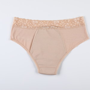 <span class=keywords><strong>Culottes</strong></span> menstruelles OEM Shanhao en coton absorbant 4 couches avec ceinture en dentelle, anti-fuites, tricotées unies pour femmes - Product Image 3