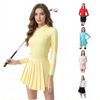 Ensemble de golf extensible pour femme avec haut polo brodé en 3D et jupe plissée pour le sport et les occasions décontractées