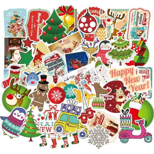 100Pcs Cartoon Graffiti albero di babbo natale neve bambini regalo decorativo per feste adesivi natalizi