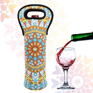 Sac en néoprène personnalisé pour bouteilles de vin de 750 ml, pochette porte-bouteille résistante à l'eau avec poignée, imprimé tendance - Product Image 4