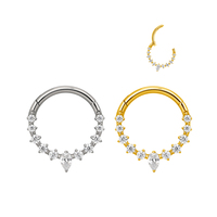 GZN Prêt à Expédier ASTM F136 Titanium Pearl Segment Hinged Nose Rings Jewelry Piercings Hoop Ring Fashion Earring Jewelry