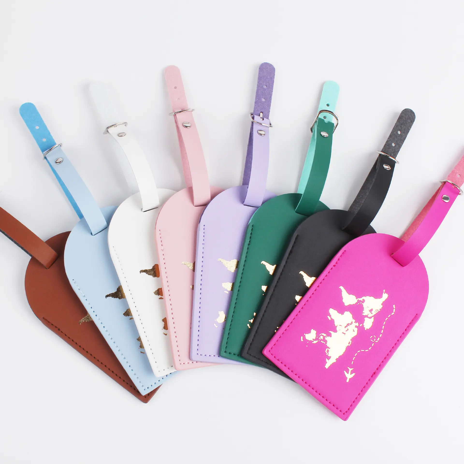 Custom Printed Logo Travel Airline Suitcase Blank Personalized Name Tags Strap Pu Leather Luggage Tag