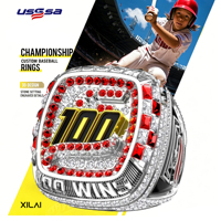 Bagues de championnat sportives personnalisées en gros pour les événements de baseball et de softball USSA pour les jeunes - Bagues en alliage pour la victoire de la ligue
