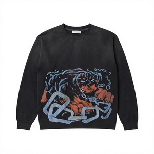 Custom <b>Men's</b> Oversized Cotton <b>Hoodie</b> <b>Sherpa</b> Lined Knitted Pullover Crew Neck Winter Casual Streetwear - Product Image 4