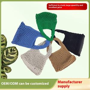 Cuerda de <span class=keywords><strong>hilo</strong></span> de superficie tejida hecha a mano pura al por mayor red de playa hueca bolsa inferior de cuero pequeña roja rejilla hueca tejida a mano de algodón - Product Image 3