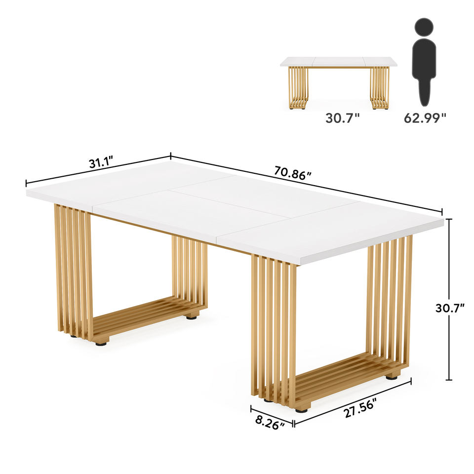 Tribesigns Modern Luxury Design Golden Metal Legs Dining Table With ...