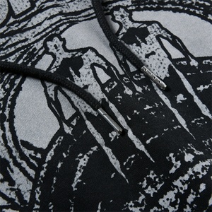 Sudadera Vintage con Estampado DTG Personalizado, Lavado Ácido, Puños Desgastados y Roturas, Sudadera con Capucha Cortada y Cosida con Efecto Desgastado por el Sol para Hombre - Product Image 4