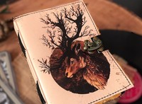 Journal en cuir véritable fait main Journal de bord de chevreuil Journal d'impression de cerf en cuir Journal Notbook Livre de sorts vierges