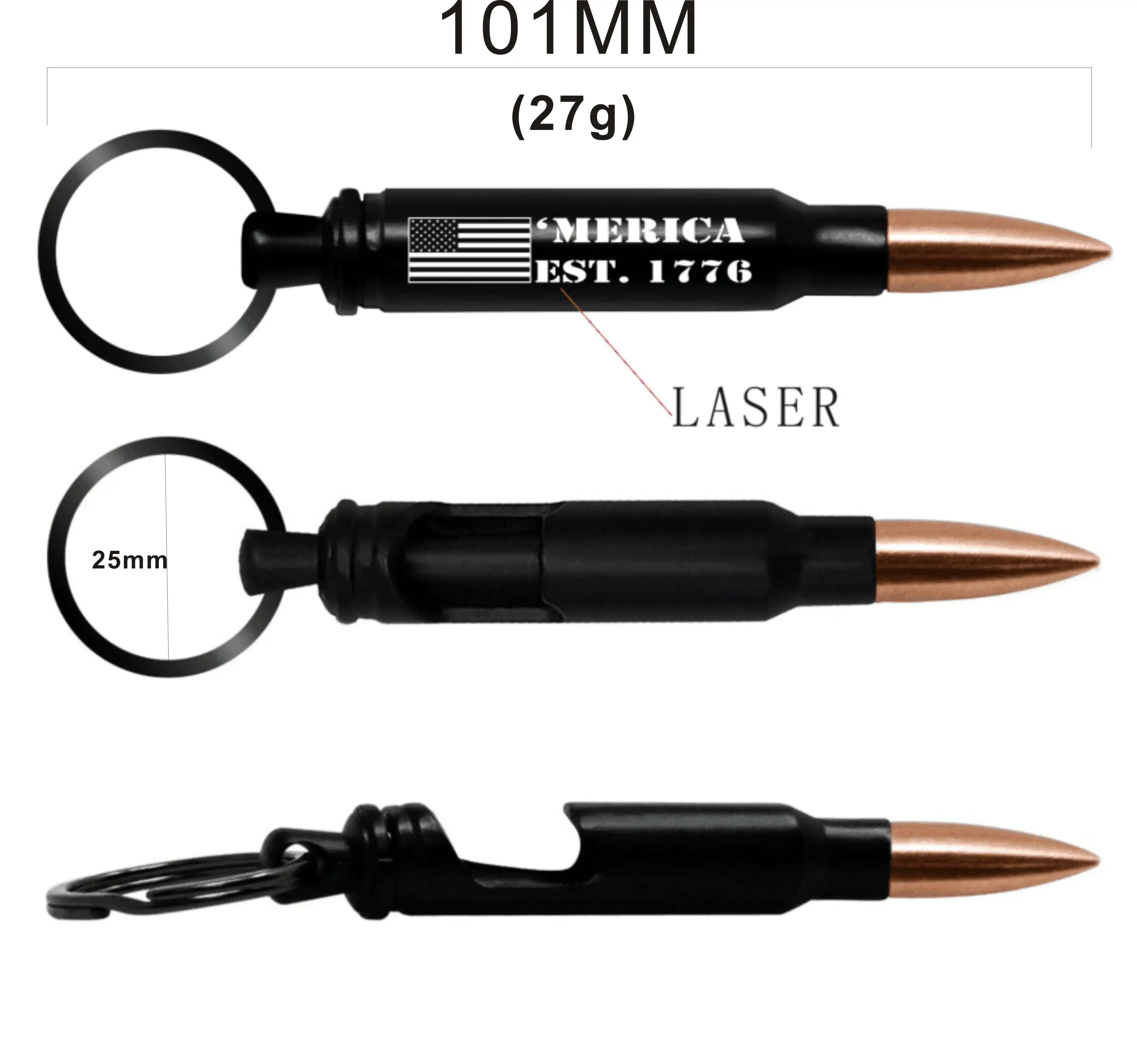 Aangepaste Sleutelhanger Bullet Flesopener In Voorraad 3D Bullet Vorm Bierfles Opener