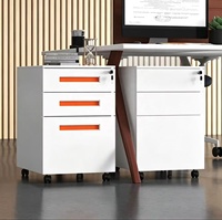 Meuble de rangement mobile moderne en acier Storion avec 3 tiroirs et serrure à clé, armoire de classement métallique pour la maison, le bureau, l'école et la salle de sport