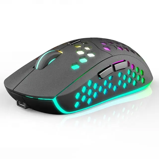 Dropshopping Mouse Gaming Nirkabel USB 2.4G Optik Cangkang Sarang Lebah Lampu RGB untuk Laptop PC Pemain Game Komputer