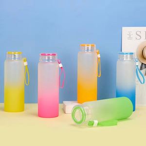 Botella de Agua de Vidrio Reutilizable con Degradado de Color, 500 ml, con Funda de Silicona, Directo de Fábrica - Product Image 1