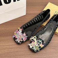 Sandales d'été pour femmes, style coréen, en PVC, décontractées, à bout carré, à bout ouvert, à motifs mignons, perforées