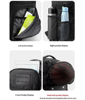 Sac à dos de basketball avec filet de maintien pour ballon, sangles de compression, compartiment à chaussures, résistant à l'eau, grande capacité, pour le sport et les activités de plein air