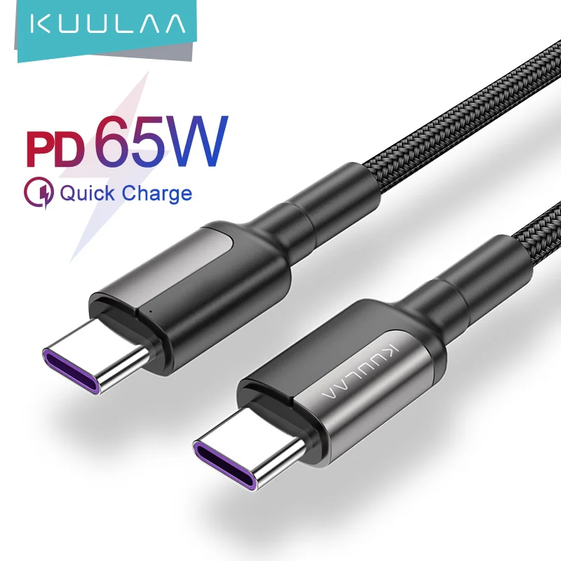 Зарядный кабель KUULAA PD 65 Вт QC 3A для быстрой зарядки с type c на type c