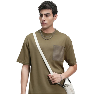 เสื้อยืดผ้าถักคุณภาพสูง 100% ผ้าฝ้าย ดีไซน์ทันสมัย แบรนด์สั่งทำ สีพื้น ทรงหลวม ไซส์ใหญ่  แบบเรียบ  สามารถสั่งทำได้ - Product Image 1