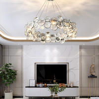 Lustre rond en métal européen personnalisé postmoderne, luminaires en cristal, lustres de luxe pour la décoration d'éclairage