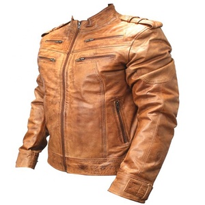 Chaqueta de Cuero Auténtico para Hombre, Nueva, Suave, Impermeable, Resistente al Viento, Ecológica, Estilo Vintage, Lavado Antiguo, Marrón y Negro, con Cierre, Casual Elegante, Estilo Motero - Product Image 6