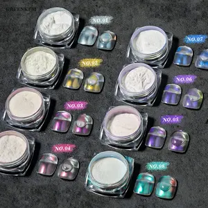 1 Box Pearl Neon Shimmer Mirror Mermaid Dipping White Purple Nail Chrome Pigment Dust Polish Decorate Crystal Powder