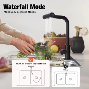 <span class=keywords><strong>Robinet</strong></span> <span class=keywords><strong>de</strong></span> <span class=keywords><strong>Cuisine</strong></span> Luxueux en Acier Inoxydable Poli, Design Contemporain avec <span class=keywords><strong>Douchette</strong></span> Extractible Effet Cascade et Pluie, Plaqué pour Évier pour Hôtels - Product Image 3