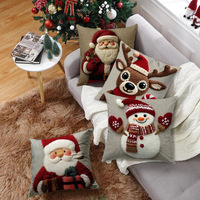 Housse de coussin carrée en lin de Noël nordique Pinegardenhome, écologique, vernissage UV, 45 cm, décoration de salon