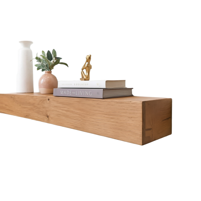 Fireplace Mantel Rustic Modern Single Tier Heavy Duty Floating Shelf Real Wood Beam URBANDI Brown 36"Lx6"Hx8"D
